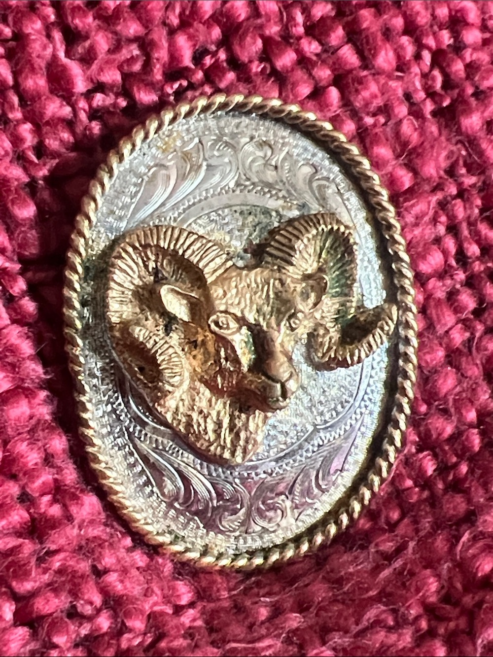 MONTANA SILVERSMITH Ram Head Silver Plated Bolero Slide Two Toned Gold/Silver
